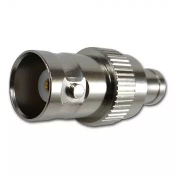 Adaptador coaxial TELEGÄRTNER BNC fêmea para SMB fêmea, 50 Ohm, reto, latão niquelado, contactos dourados J01008F0013