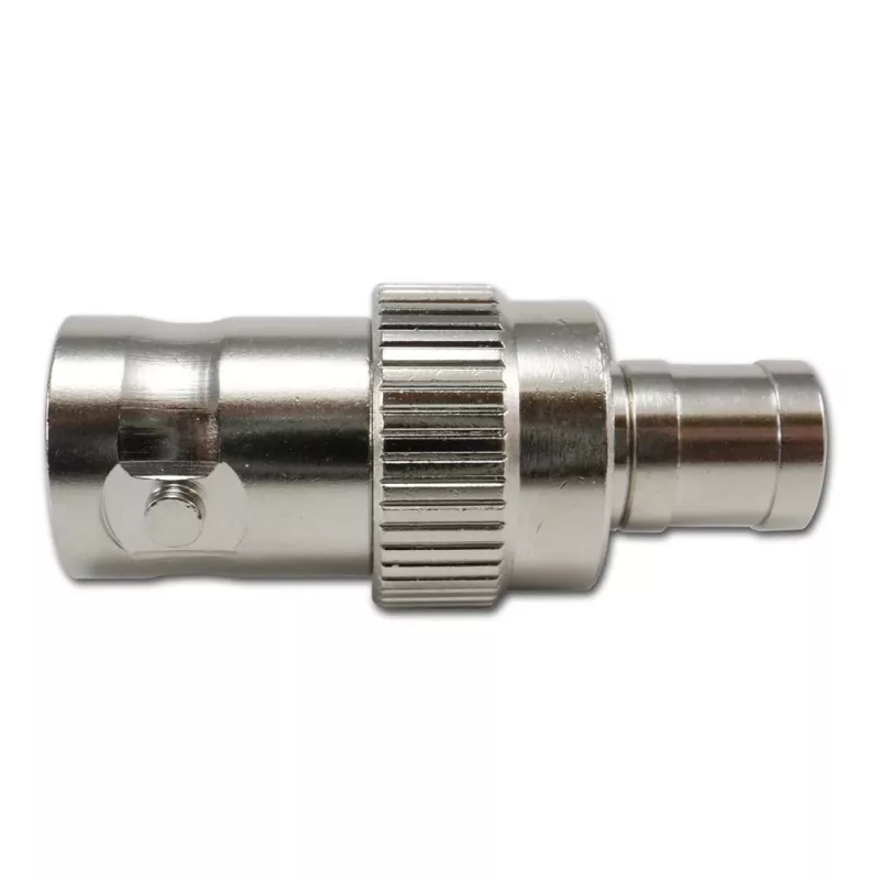 Adaptador coaxial TELEGÄRTNER BNC fêmea para SMB fêmea, 50 Ohm, reto, latão niquelado, contactos dourados J01008F0013