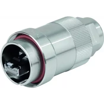 Conector de campo blindado Telegärtner J60026A0000 TOC M12 codificado D de 4 polos, aço inoxidável, terminal de parafuso, IP68