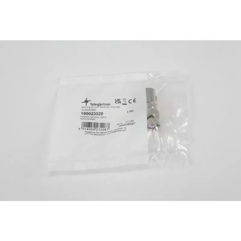 Telegärtner Ficha macho BNC de crimpar para RG214/U e RG393/U, 50 Ohm, 1 unid. J01000A0060