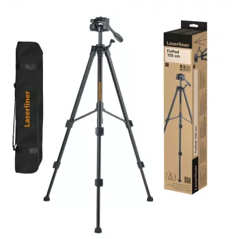 Laserliner FixPod Tripé 155 cm, altura de trabalho máxima 155 cm, alumínio, preto 090.132E