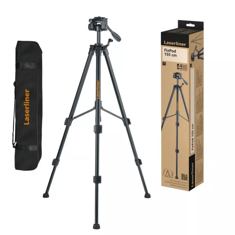 Laserliner FixPod Tripé 155 cm, altura de trabalho máxima 155 cm, alumínio, preto 090.132E