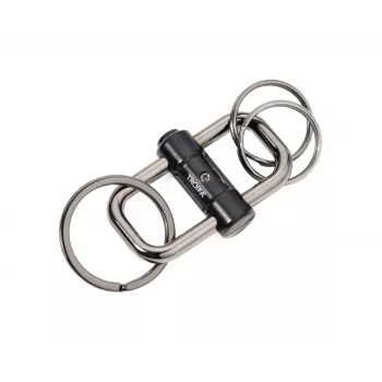 Porta-chaves de fecho rápido TROIKA 2-WAY KEY, metal fundido preto mate com anel de fenda removível (KR22-09/BK)