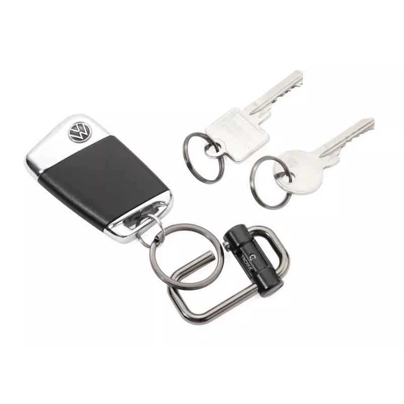 Porta-chaves de fecho rápido TROIKA 2-WAY KEY, metal fundido preto mate com anel de fenda removível (KR22-09/BK)