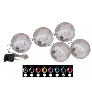 EUROPALMS Bola de Neve LED 8 cm, Azul-escuro, pack de 5 83501239