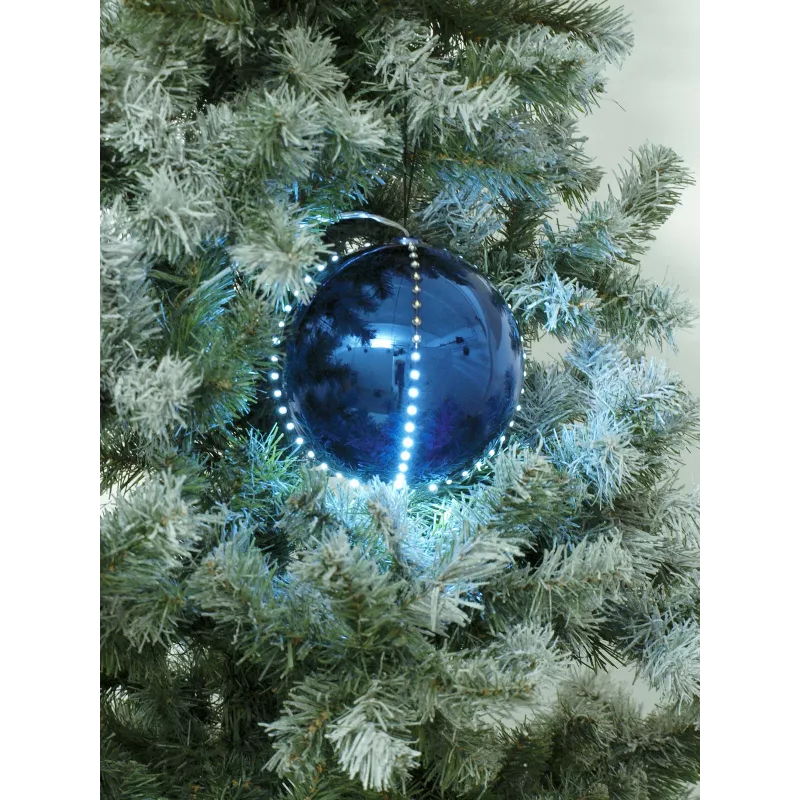 EUROPALMS Bola de Neve LED 8 cm, Azul-escuro, pack de 5 83501239