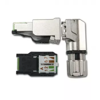 Telegärtner MFP8-4x90 Ficha RJ45 Cat.6A para Montagem em Campo, T568A, Blindada, Multi-ângulo J00026A4004