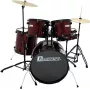 Dimavery DS-200 Bateria Vermelho Vinho incl. pedal de bombo e pratos