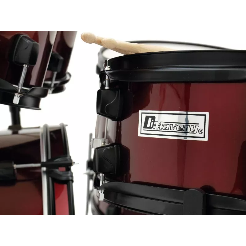 Dimavery DS-200 Bateria Vermelho Vinho incl. pedal de bombo e pratos