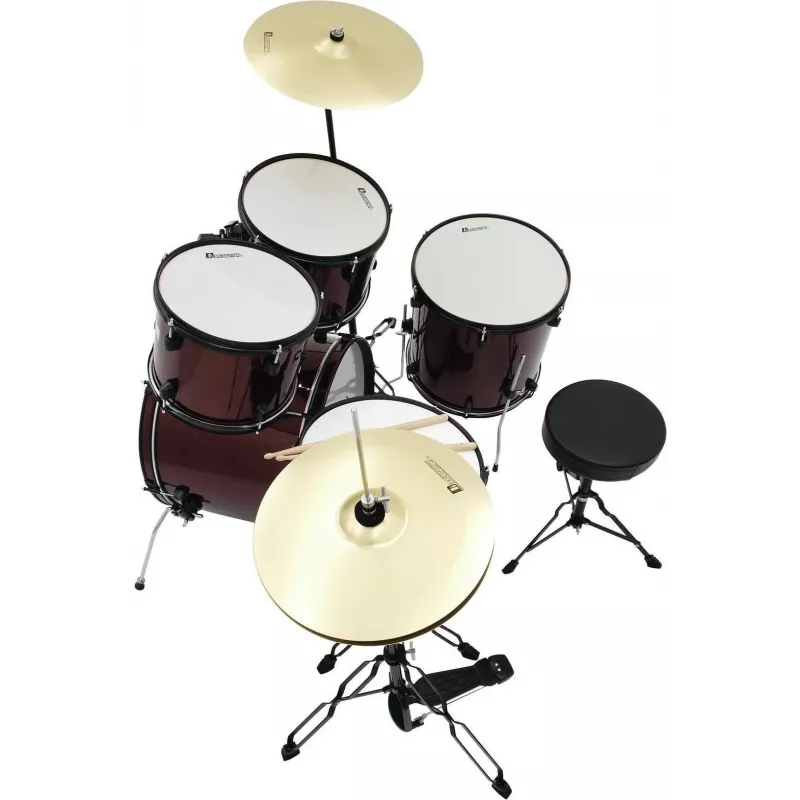 Dimavery DS-200 Bateria Vermelho Vinho incl. pedal de bombo e pratos