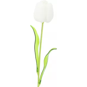 EUROPALMS Tulipa de cristal flor artificial, branca, 61cm, pack de 12 (82600204)