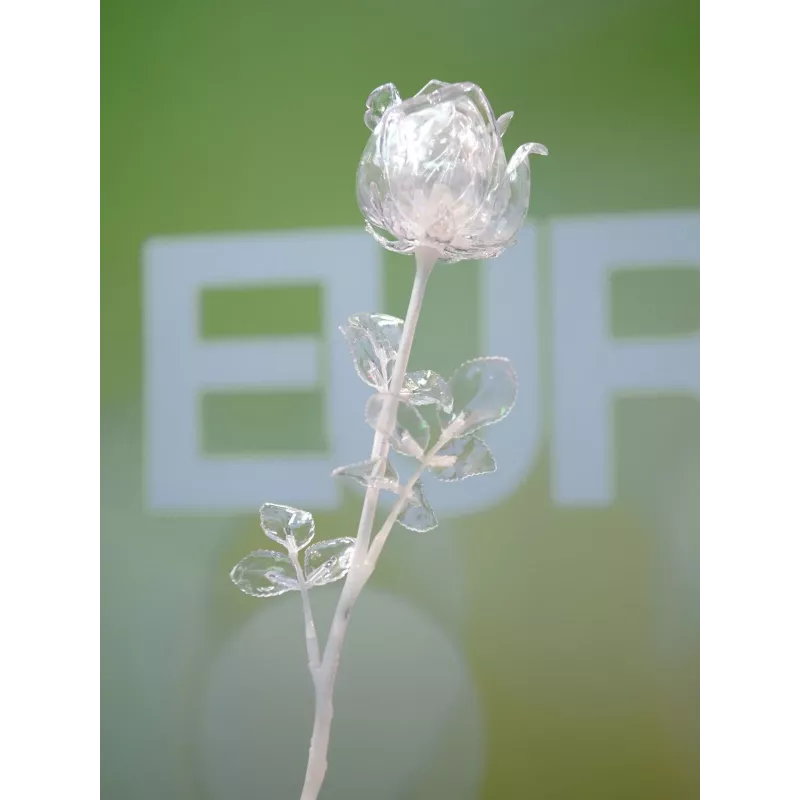 EUROPALMS Rosa de cristal flor artificial, transparente, 81cm, pack de 12 pack vantajoso 82600210