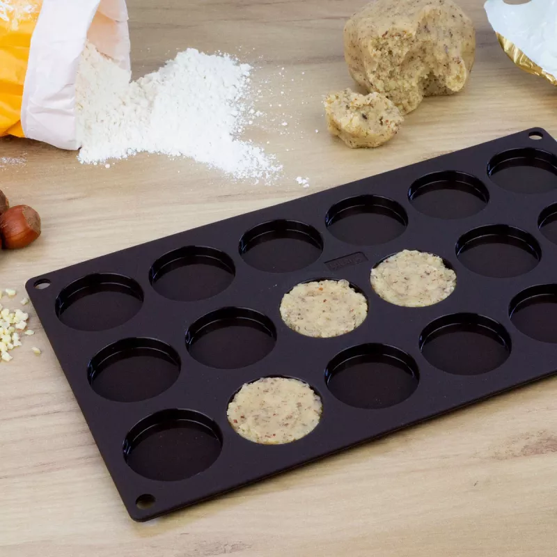 LURCH FlexiForm tapete de silicone para biscoitos para 18 biscoitos redondos, 30 x 17,5 cm, silicone platina (65035)