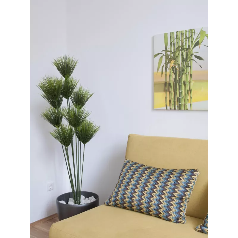 EUROPALMS Planta artificial de papiro, 150 cm, verde, em vaso preto 82600223