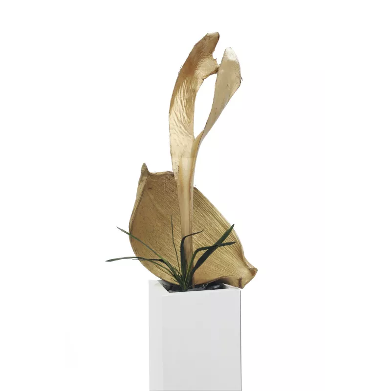 EUROPALMS Cabeça de folha de palmeira seca, dourado, 60 cm 83502362