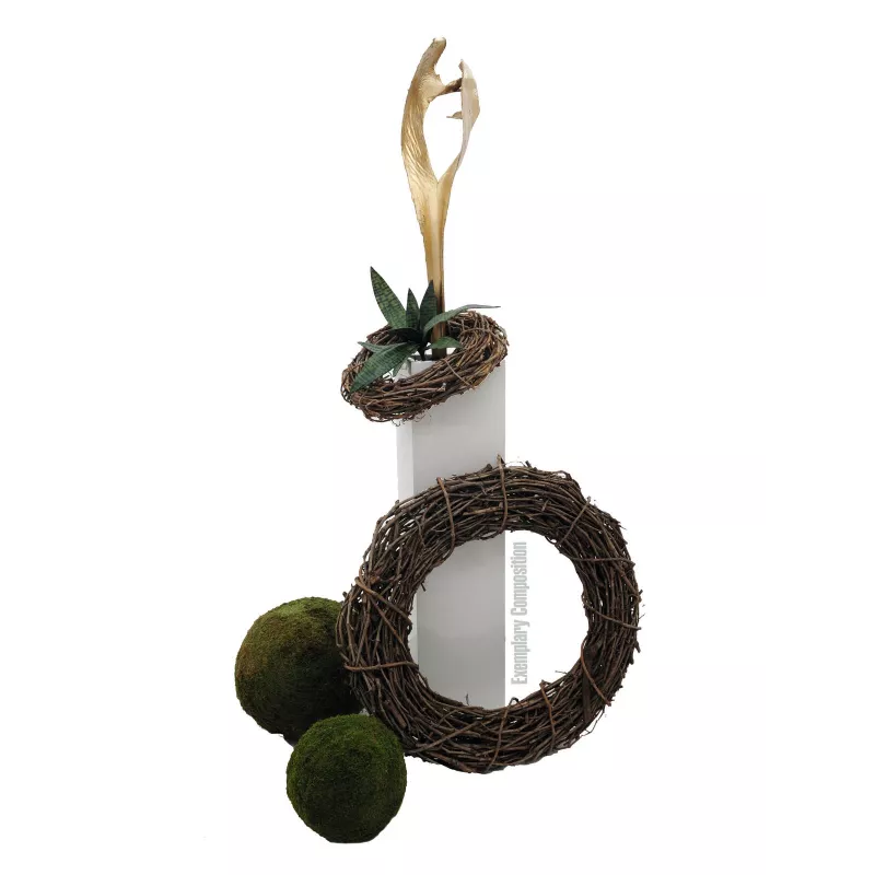 EUROPALMS Cabeça de folha de palmeira seca, dourado, 60 cm 83502362