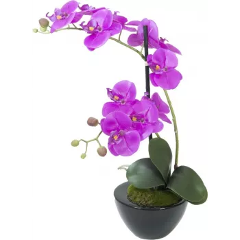 EUROPALMS Arranjo artificial de orquídeas 4, phalaenopsis branca em vaso de cerâmica, 60 cm 82530349