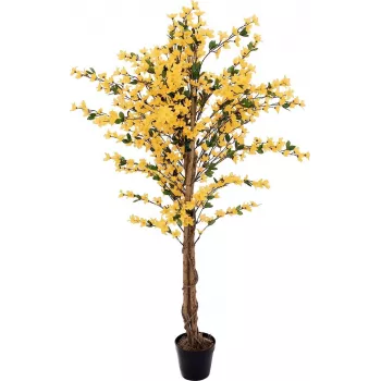 Árvore artificial de forsítia com 3 troncos EUROPALMS, amarela, 150cm 82507102