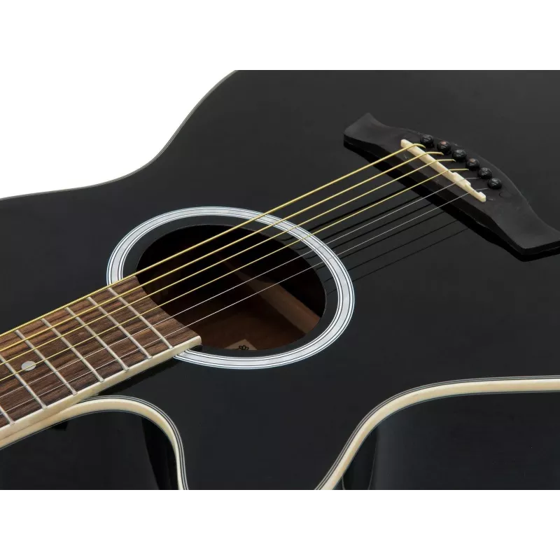 Guitarra acústica dreadnought para canhotos DIMAVERY AW-400, preta 26235090