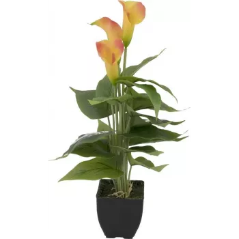 EUROPALMS Planta artificial Calla mini, amarelo-laranja, 43 cm 82540346