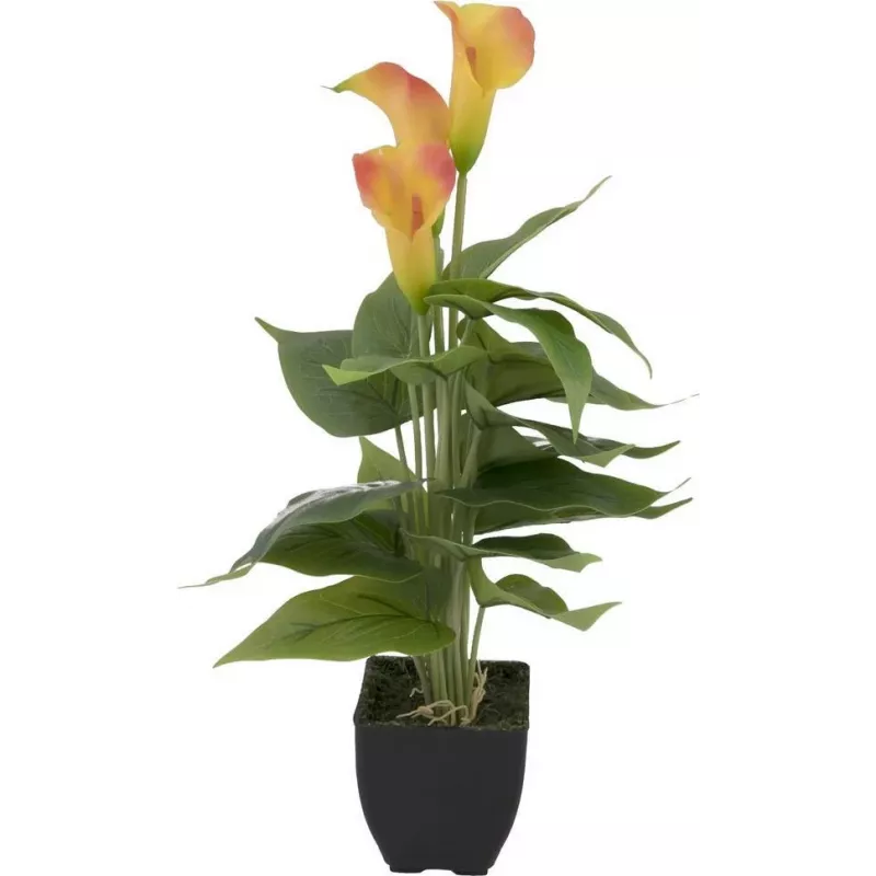 EUROPALMS Planta artificial Calla mini, amarelo-laranja, 43 cm 82540346