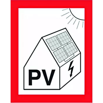 Cimco Placa de proteção contra incêndio para instalações fotovoltaicas, 100 x 100 mm, plástico autoadesivo 182799