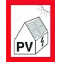 Cimco Placa de proteção contra incêndio para instalações fotovoltaicas, 100 x 100 mm, plástico autoadesivo 182799