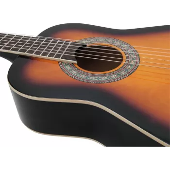 Dimavery AC-303 Guitarra clássica 1/2 Sunburst 535 mm escala 6 cordas