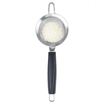LURCH TANGO Passador de cozinha 9,5 cm, preto/prateado, passador fino de aço inoxidável com cabo de plástico 230240