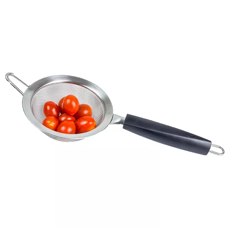 LURCH TANGO Passador de cozinha 9,5 cm, preto/prateado, passador fino de aço inoxidável com cabo de plástico 230240