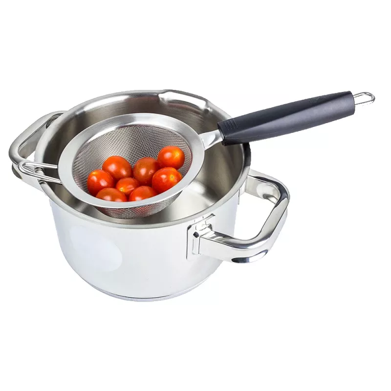LURCH TANGO Passador de cozinha 9,5 cm, preto/prateado, passador fino de aço inoxidável com cabo de plástico 230240