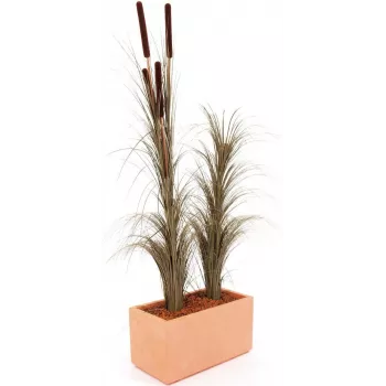 EUROPALMS Erva de caniço artificial com espigas, Castanho-escuro, 152 cm 82505857