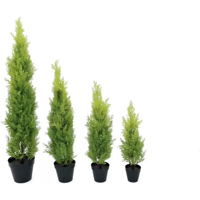 EUROPALMS Planta artificial cipreste Leyland, 120 cm, folhagem verde, vaso preto 82606964