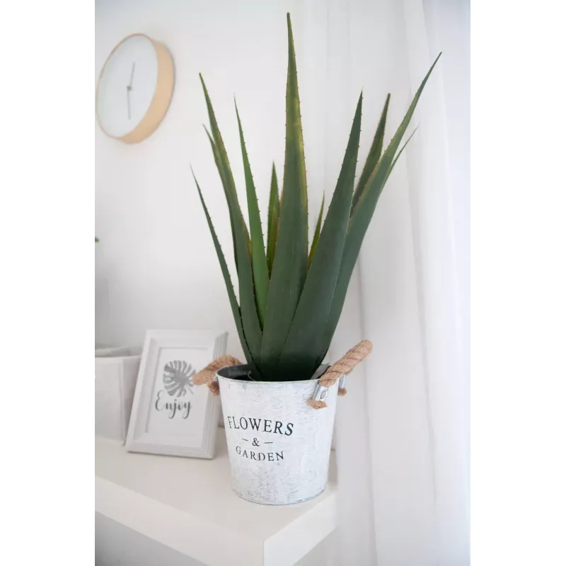 EUROPALMS Planta de Aloe Vera Artificial, 60 cm, Vaso Preto 82600167