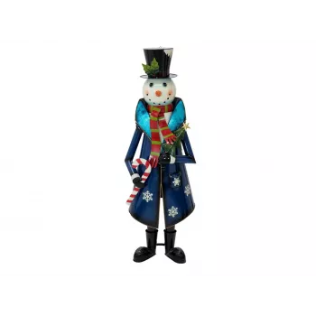EUROPALMS Boneco de Neve com Casaco, Metal, 150 cm, Azul 83314907