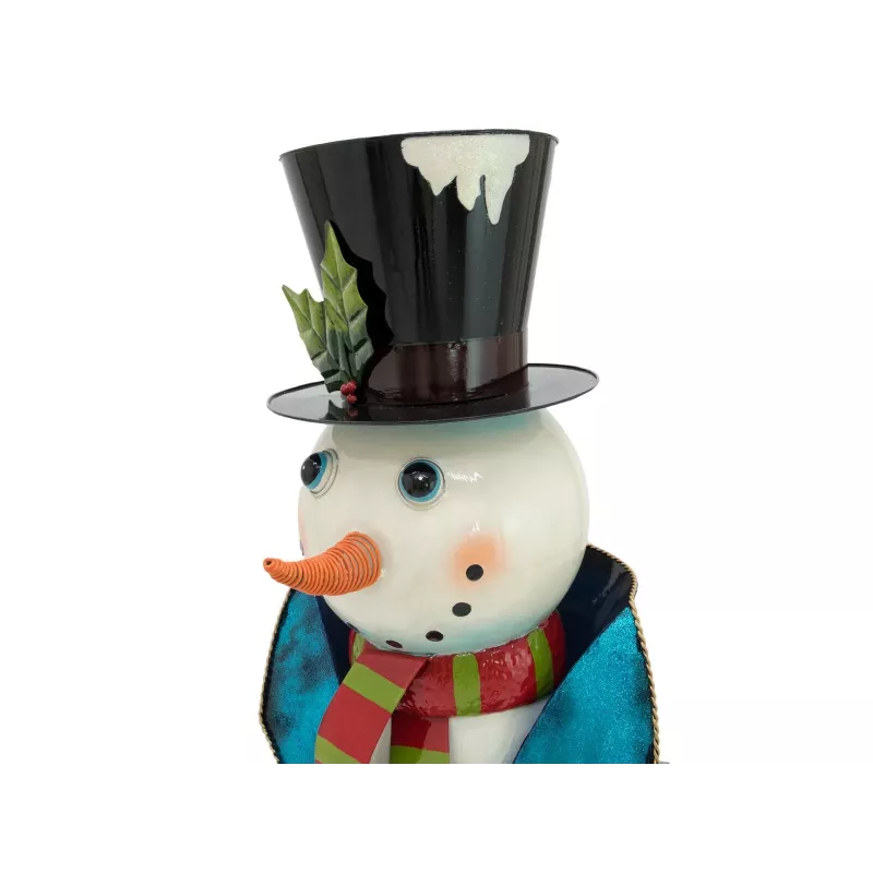 EUROPALMS Boneco de Neve com Casaco, Metal, 150 cm, Azul 83314907