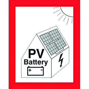 CIMCO placa de proteção contra incêndio para instalações fotovoltaicas com armazenamento de bateria, película autocolante, 105 x 148 mm, vermelho/branco/preto 182798