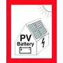 CIMCO placa de proteção contra incêndio para instalações fotovoltaicas com armazenamento de bateria, película autocolante, 105 x 148 mm, vermelho/branco/preto 182798