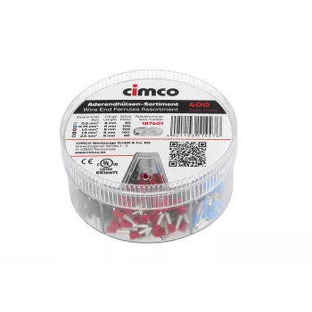 Cimco 187601 Conjunto de terminais de condutores, parcialmente isolados, 1250 unidades, DIN 46228-4