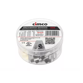 Cimco 187605 Conjunto de terminais de condutores, parcialmente isolados, 500 unidades, 0,5-6,0 mm², DIN 46228-4