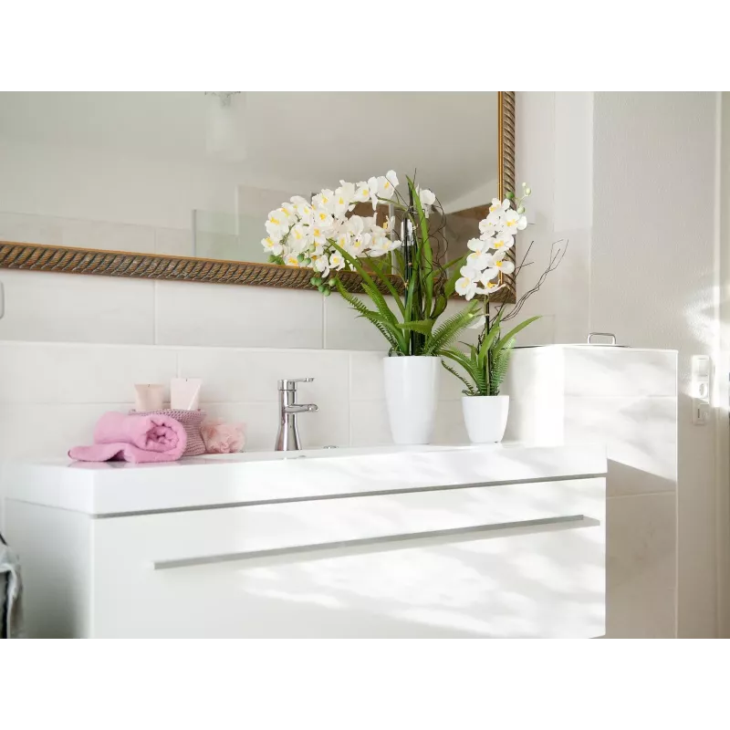 EUROPALMS Arranjo de orquídeas artificial 1, em vaso, branco-rosa, 60 cm 82530346