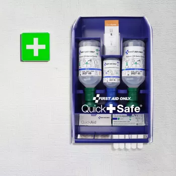 First Aid Only Quick+ Safe DIN EN 15154-4 Caixa de Primeiros Socorros, Azul, Montagem na Parede, Plástico ABS, Conteúdo DIN 13157 P-44026 00