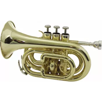 DIMAVERY TP-300 trompete de bolso em Sib, lacado dourado 26503720