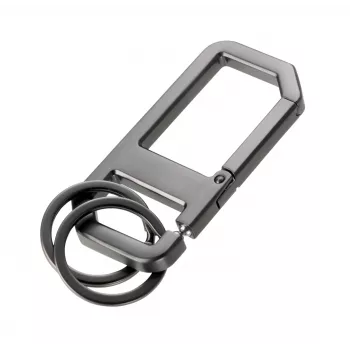 Porta-chaves TROIKA ALVAR NERO com mosquetão, gunmetal/preto (KR26-05/GM)