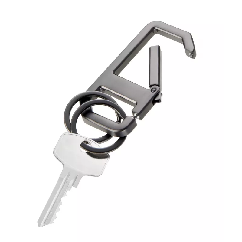 Porta-chaves TROIKA ALVAR NERO com mosquetão, gunmetal/preto (KR26-05/GM)