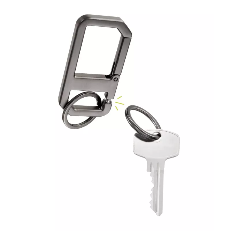 Porta-chaves TROIKA ALVAR NERO com mosquetão, gunmetal/preto (KR26-05/GM)