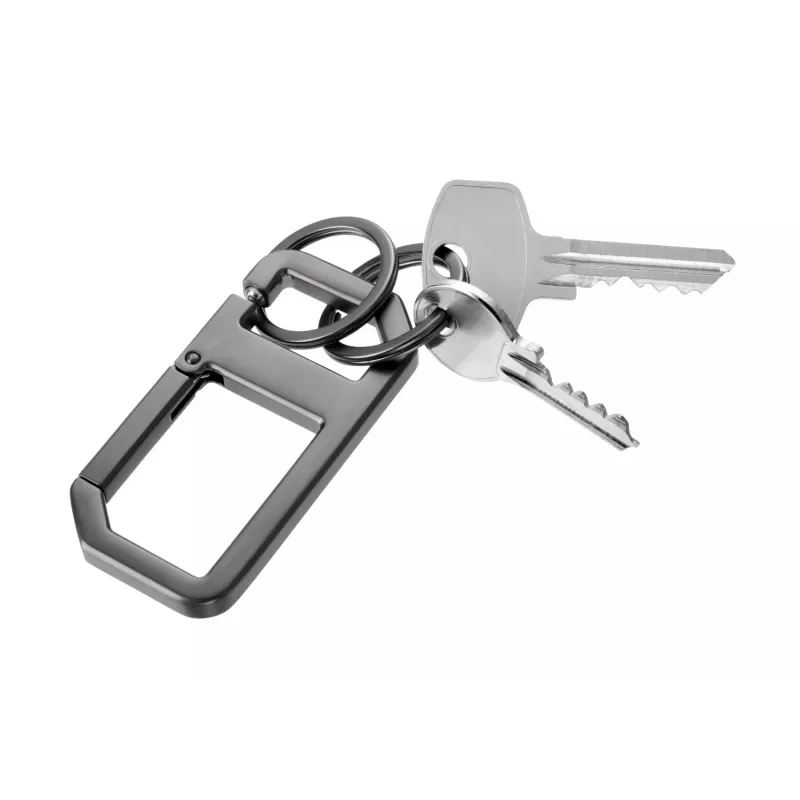 Porta-chaves TROIKA ALVAR NERO com mosquetão, gunmetal/preto (KR26-05/GM)
