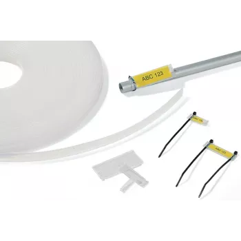 Suporte de marcação em PVC transparente HellermannTyton HCR 12, 25 m x 13 mm, imprimível por transferência térmica