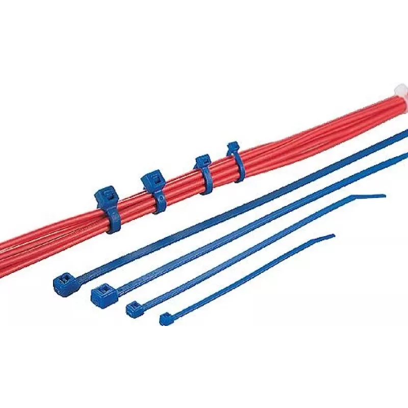 Abraçadeira de cabos standard HellermannTyton T80L, 390 x 4,6 mm, PA66, azul, 100 unid. 116-05416