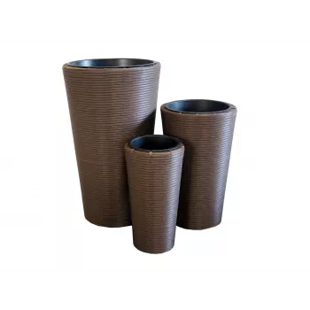 EUROPALMS India Conjunto de vasos decorativos, 3 tamanhos, aspeto de pedra cinzenta, interior/exterior 83011268